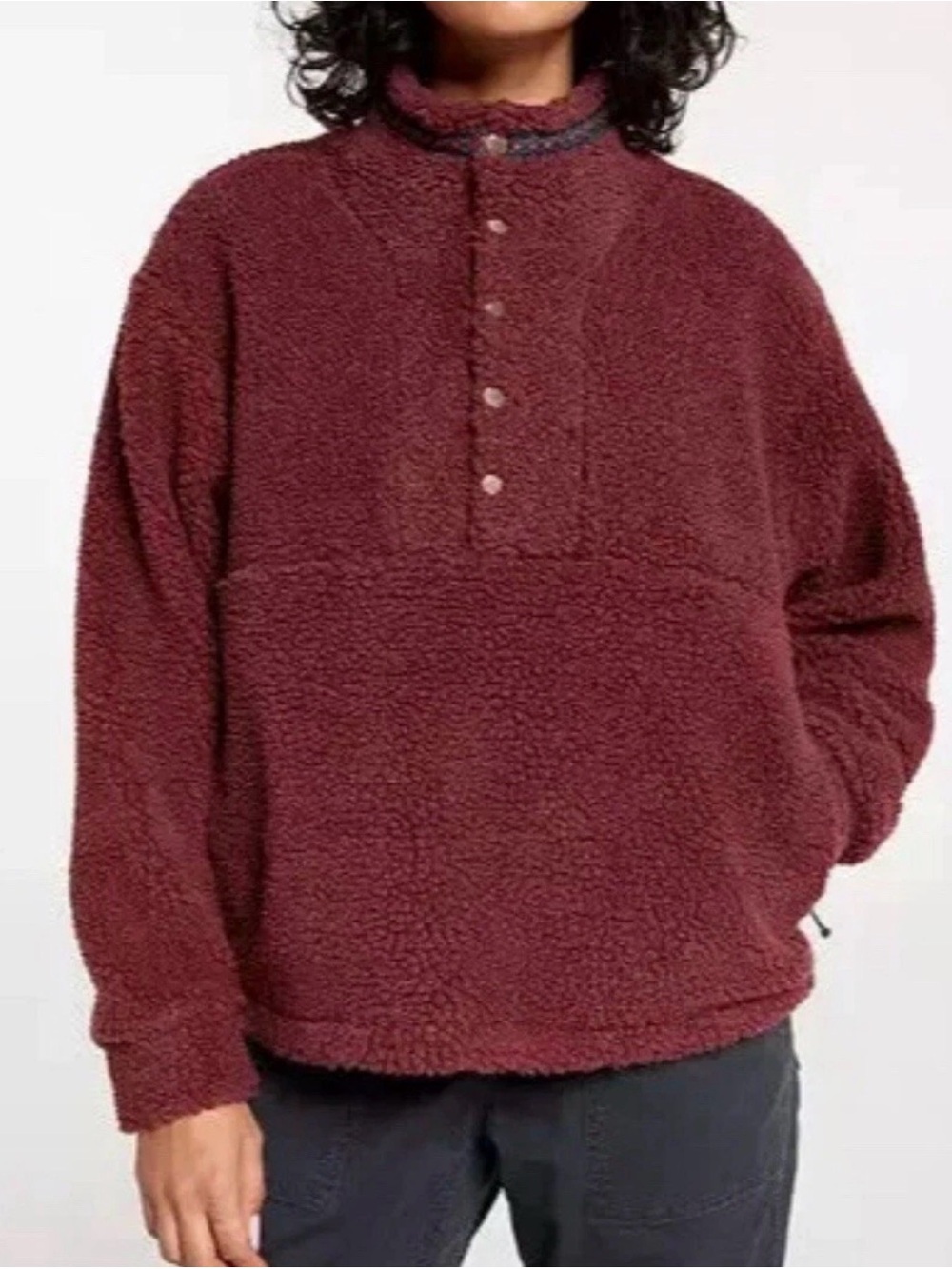 Alpine Design 1/4 Snap Sherpa Pullover Dark Auburn Fleece Sz S. NWT